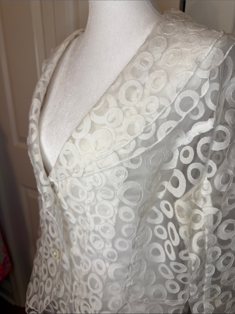 Ivory Sheer Circle-Pattern Blazer - Picture 2 of 5